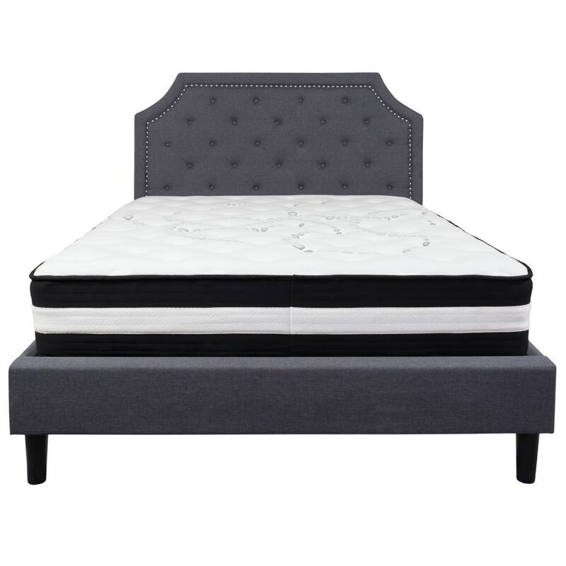 Arched Tufted Upholstered Platform Bed and Pocket Spring Mattress