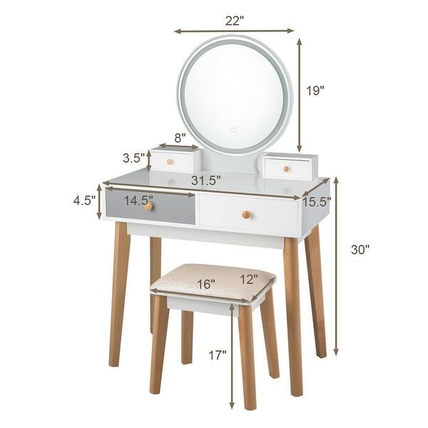 Costway Vanity Table 3 Color Lighting Modes Makeup Costway Vanity Table 3 Color Lighting Modes Makeup