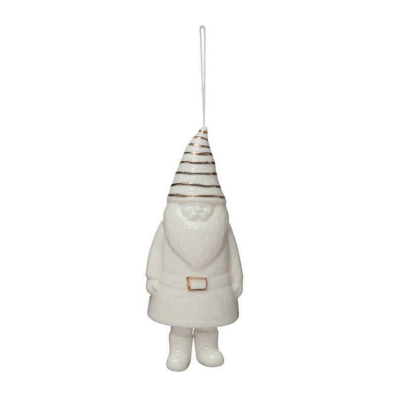 Stoneware Gnome Bell with Gold Electroplating - White, Gold