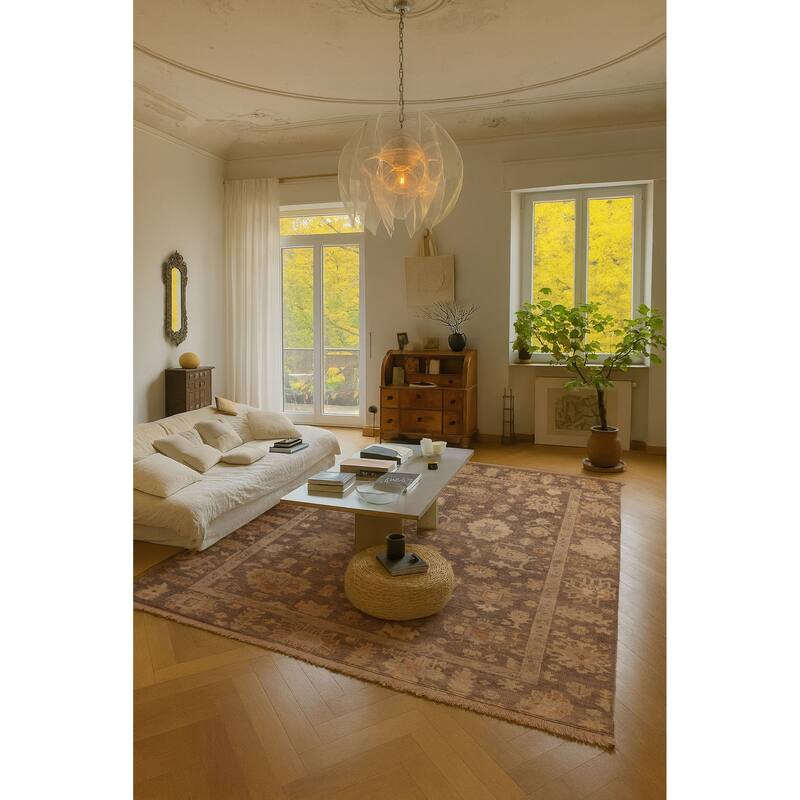 ECARPETGALLERY Hand-knotted Kavya Oushak Dark Grey, Taupe Wool Rug - 9'0 x 11'11