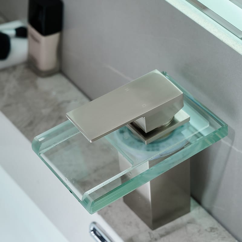 Modern Brushed Nickel Bathroom Basin Faucet with LED Light