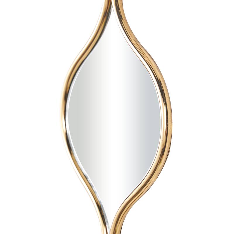 Gold Metal Slim Stacked Chain 6 Layer Room Wall Mirror with Tear Drop Pattern