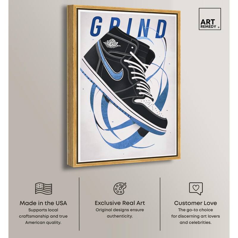 Blue Ribbon Sneaker Canvas by Art Remedy