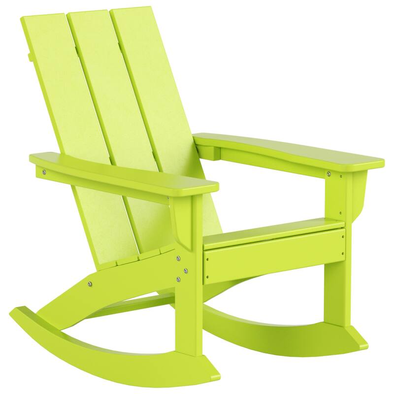 Shoreside Modern Eco-Friendly All Weather Poly Adirondack Rocking Chair - Lime