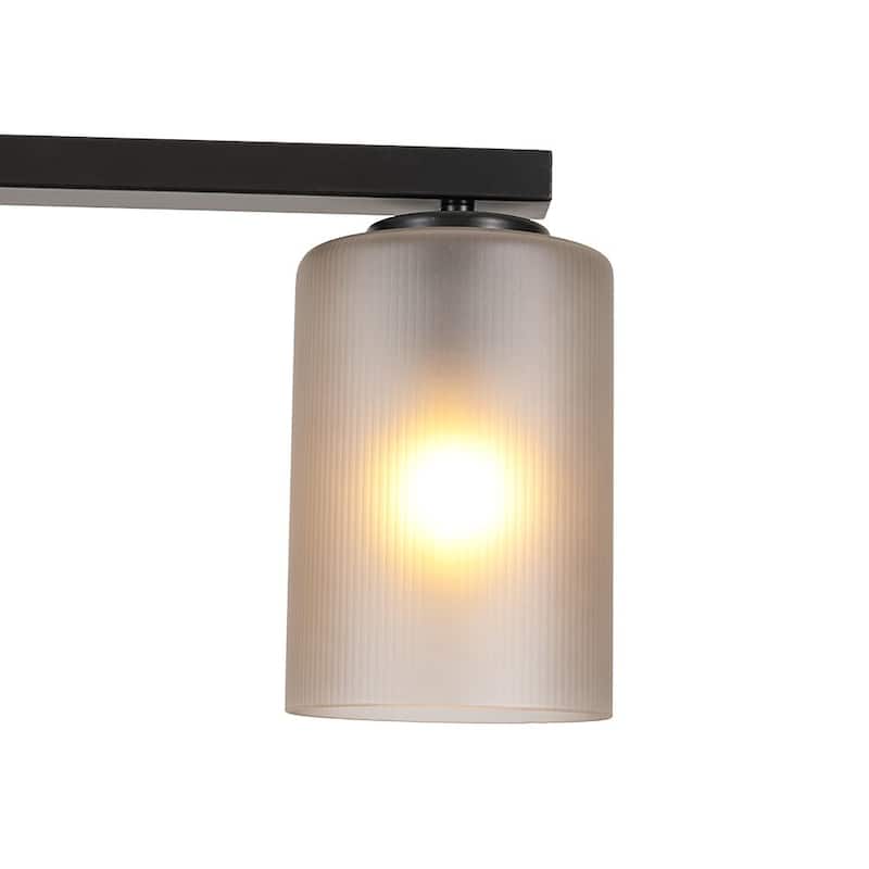 Modern Rustic 5-Light Frosted Ribbed Glass Linear Chandelier - 42.5 in