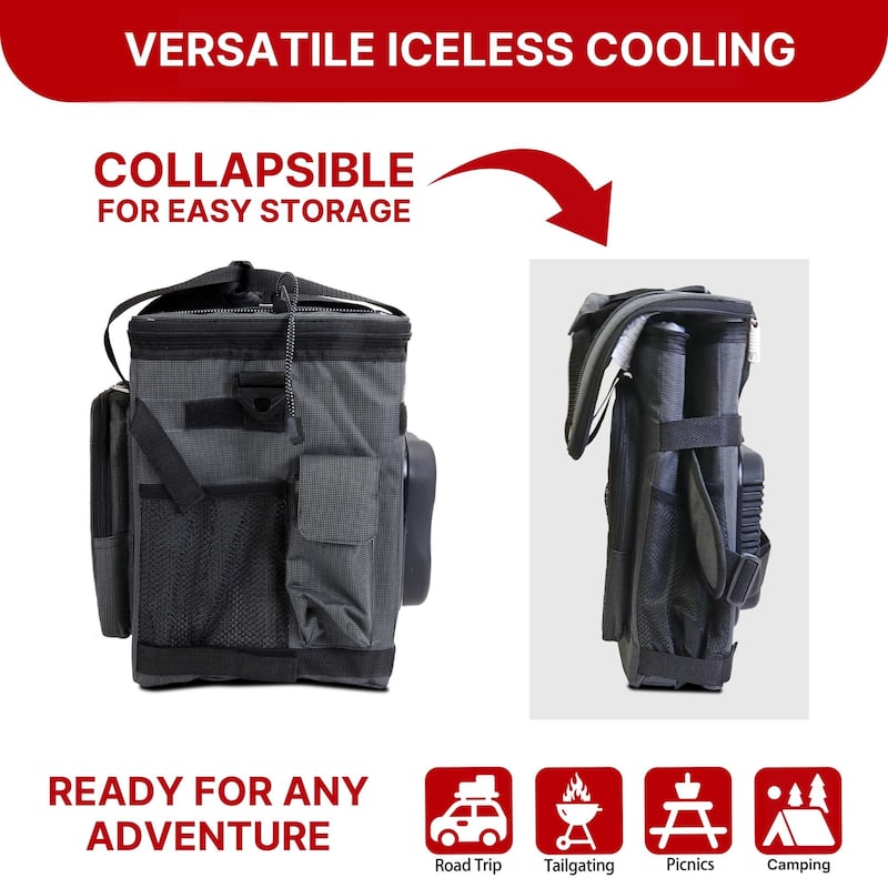 Koolatron Portable Iceless 12V Cooler Bag, 13L (14 qt), Black/Gray