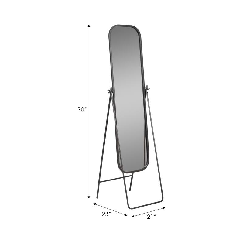 Sagebrook Home Metal Floor Mirror on Stand, 21x69, Black Iron, MDF & Reflective Glass, Home Decor Accent - 21" x 23" x 70"