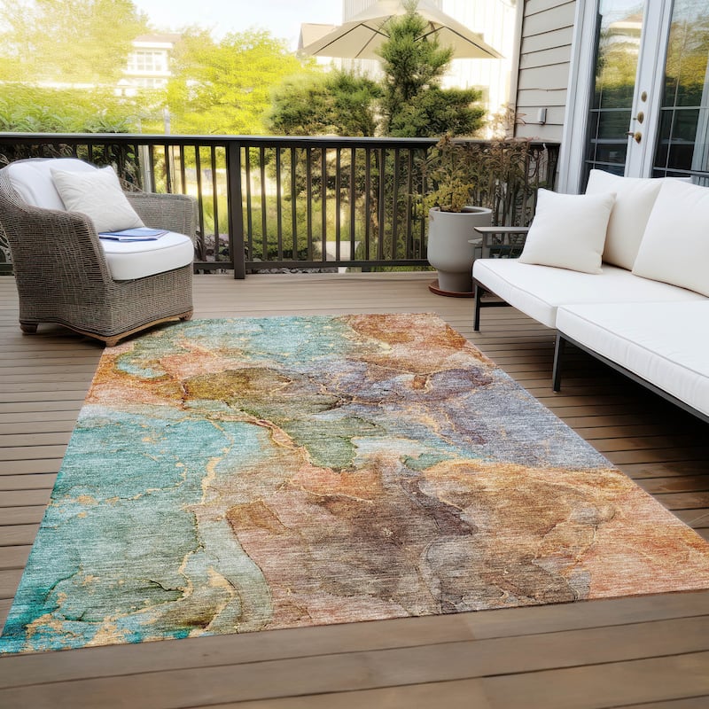 Machine Washable Indoor/ Outdoor Chantille Abstract Modern Rug