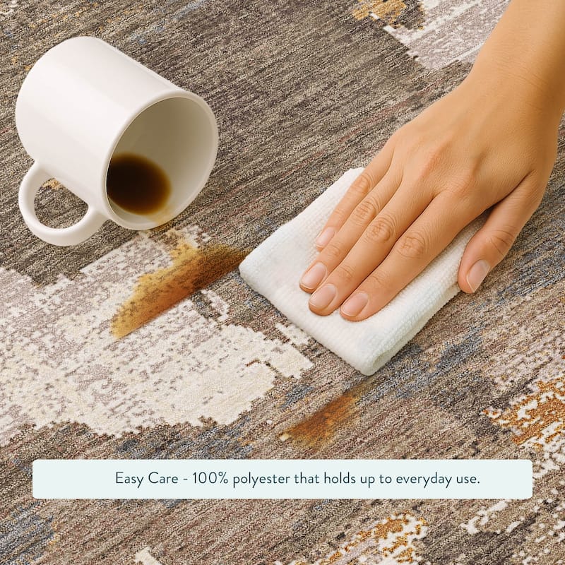 Machine Washable Indoor/ Outdoor Abstract Casual Chantille Rug