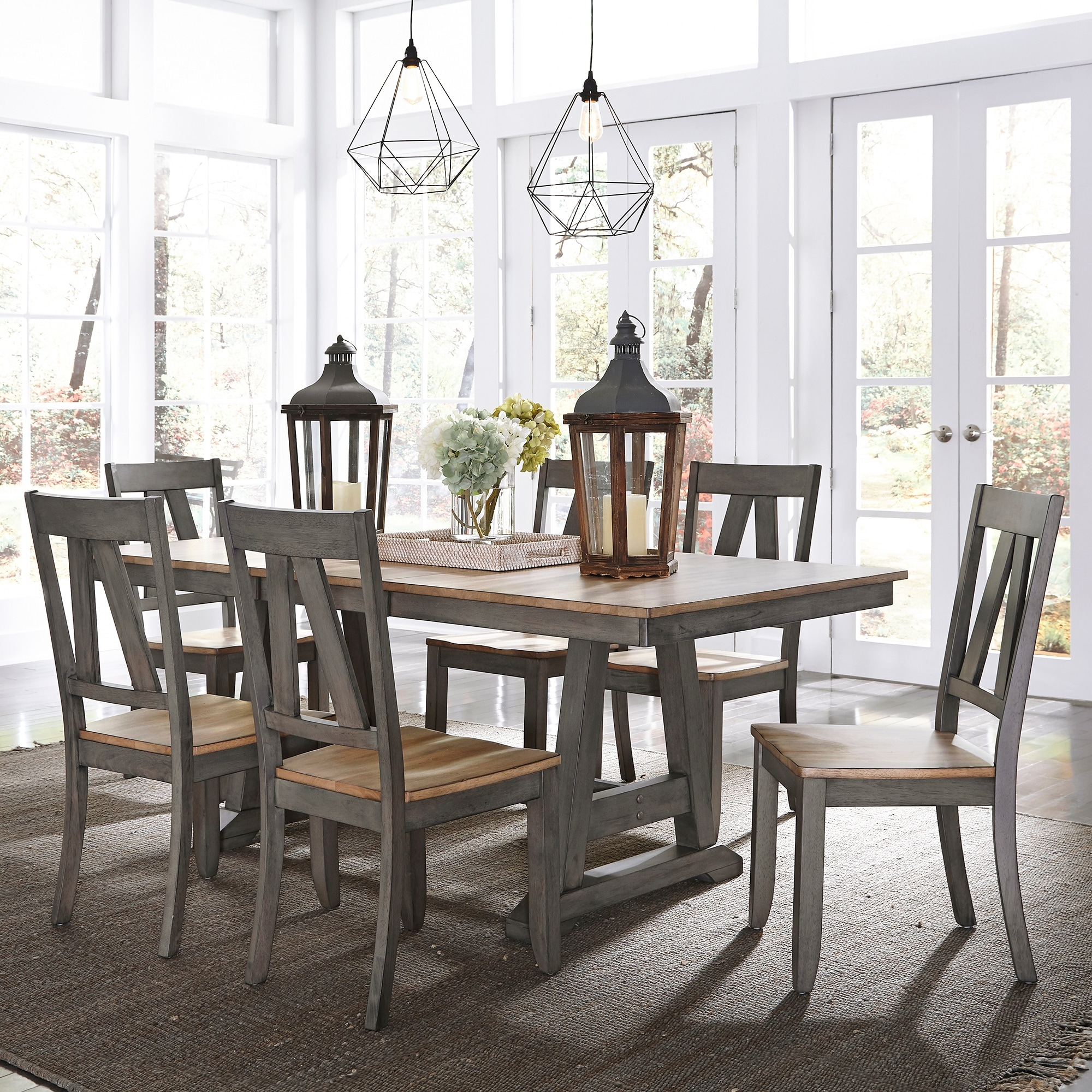 Liberty Furniture Lindsey Farm 7 Piece Dining Set Rectangular Trestle Table