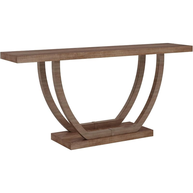 63 Inch Console Table, 2-Tier Farmhouse Sofa Table Behind Couch