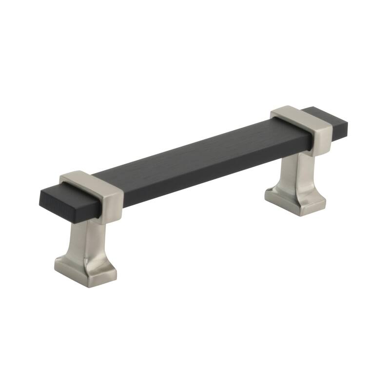 Amerock Overton Cabinet or Furniture Pull - 3-3/4 in (96 mm) Center-to-Center - Brushed Matte Black/Satin Nickel