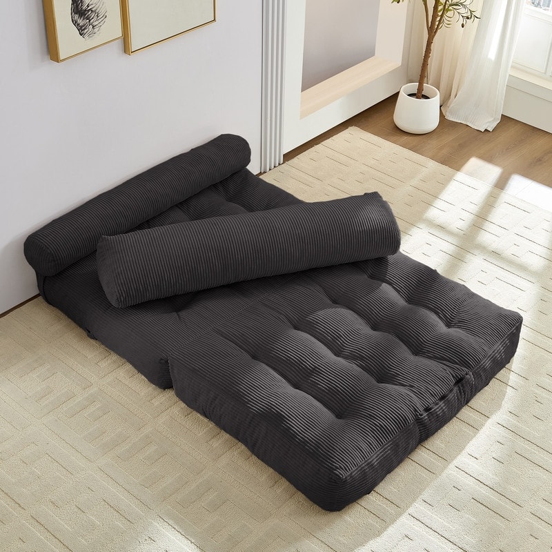 Mixoy W32''/W50'' Corded Velvet Fabric Folding Floor Lazy Futon Sofa Bed