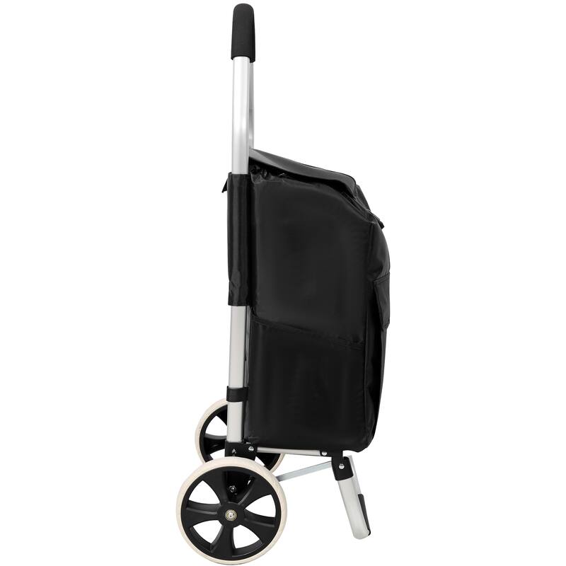 Shopping Trolley with Wheels, Trolley Black Foldable Shopping Cart, Removable Shopping Oxford Waterproof Bag
