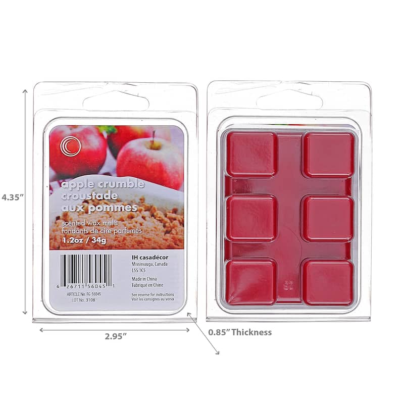 IH Casa Decor 6Pk Scented Wax Melts Apple Crumble - Set of 4 - Red