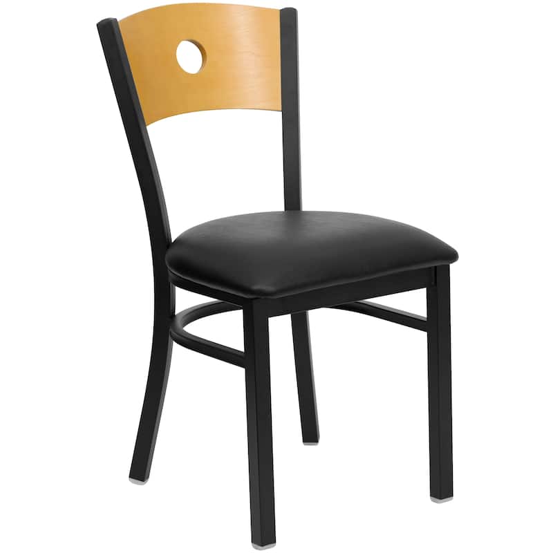 Black Circle Back Metal Restaurant Chair - 16.75"W x 21.5"D x 32.75"H