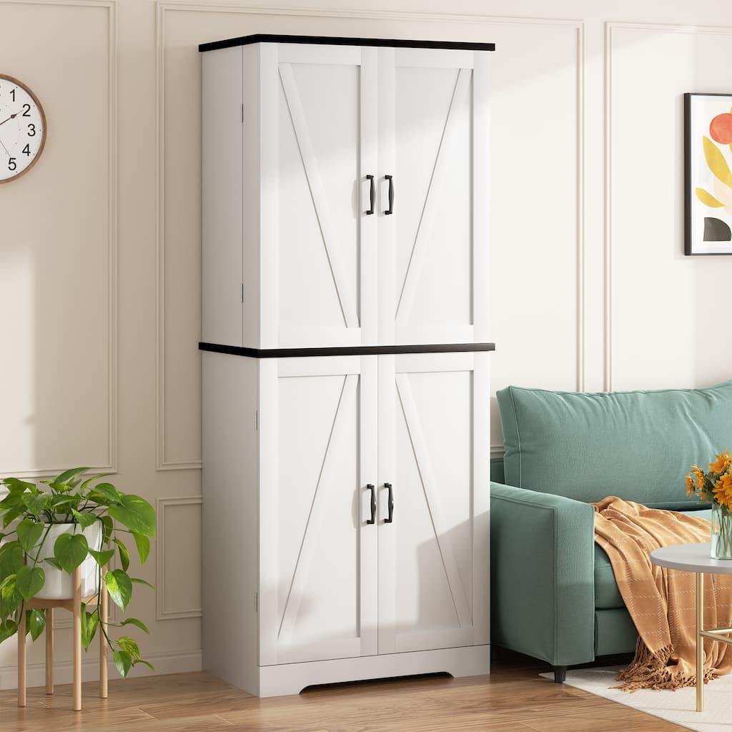 Kitchen Pantry Cabinet with Adjustable Shelves - Freestanding Storage Organizer