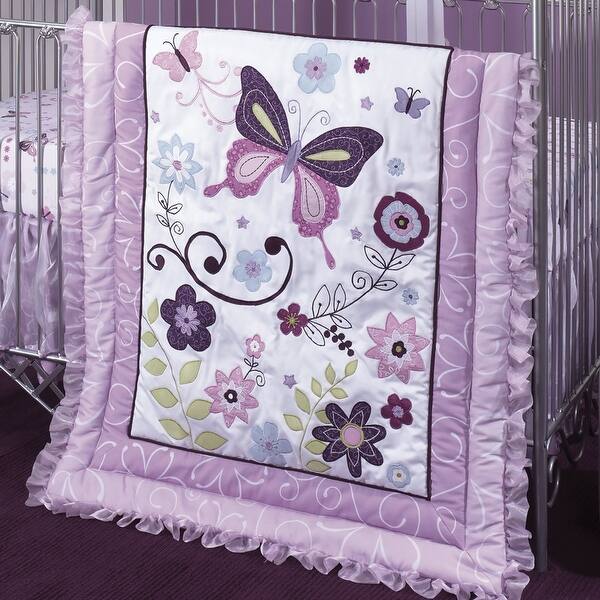 Shop Lambs Ivy Butterfly Lane Purple White 5 Piece Nursery Baby