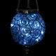 Exhart Solar Round Glass and Metal Hanging Lantern with 15 LED Fairy Firefly String Lights, 7 by 21 Inches