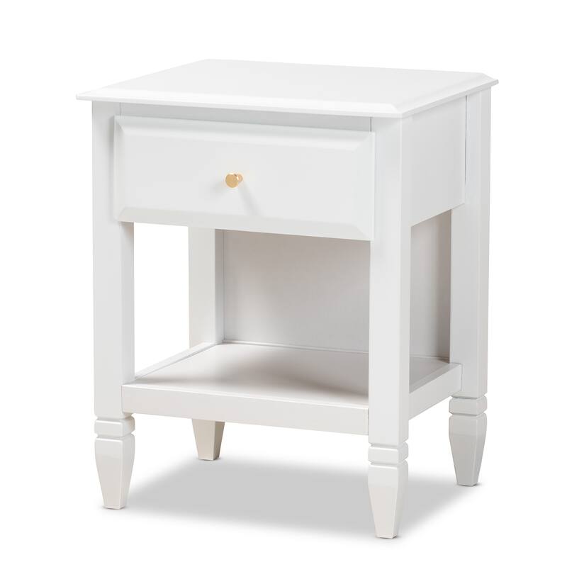 Naomi Classic and Transitional 1-Drawer Bedroom Nightstand - 1-drawer