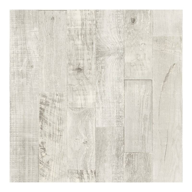 Chesapeake Chebacco Light Grey Wooden Planks Wallpaper - 20.5 x 396 x 0.025