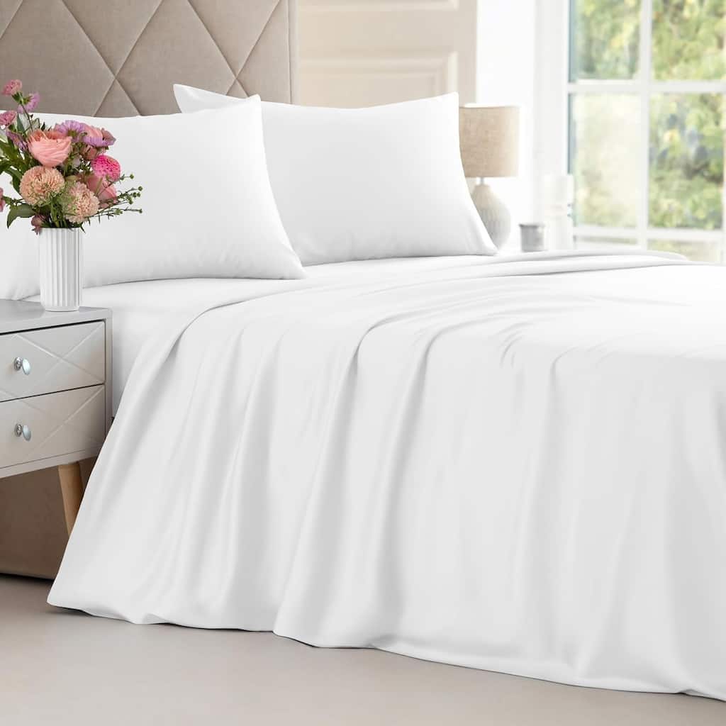 CGK Linens Solid Rayon From Bamboo 4 Piece Deep Pocket Soft Bed Sheet Set