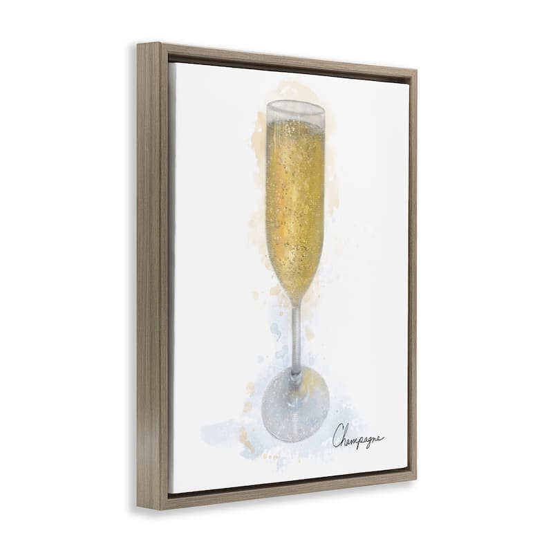 Stupell Champagne Glass Shimmer Framed Floater Canvas Wall Art Design By Matthew Piotrowicz