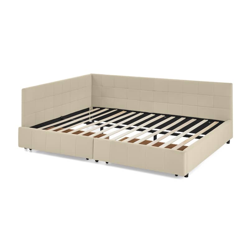 Queen Size Storage Upholstered Tufted Bed Frame, Sofa Bed Frame With Comfortable Backrest And Armrests