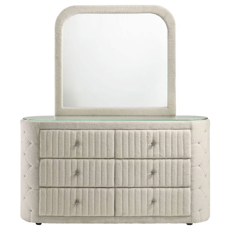 Sonya 6-drawer Upholstered Bedroom Dresser Ivory