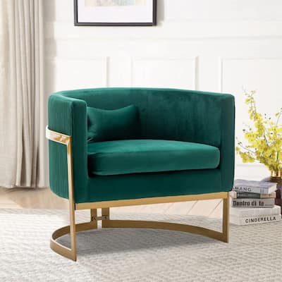 Accent Chair, Velvet Barrel Chair Modern Arm Chair for Living Room