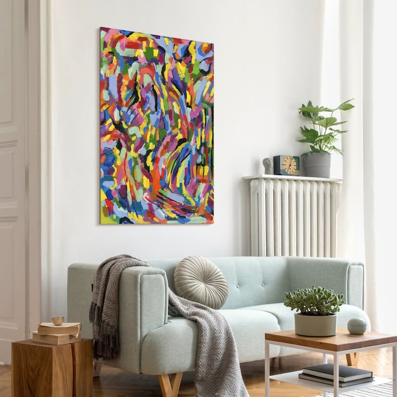 "Rules of the Rainbow I" Frameless Free Floating Tempered Glass Panel Graphic Wall Art