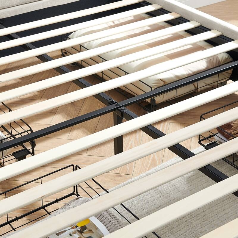 Modern Platform Bed Queen Size Upholstered Bed Frame
