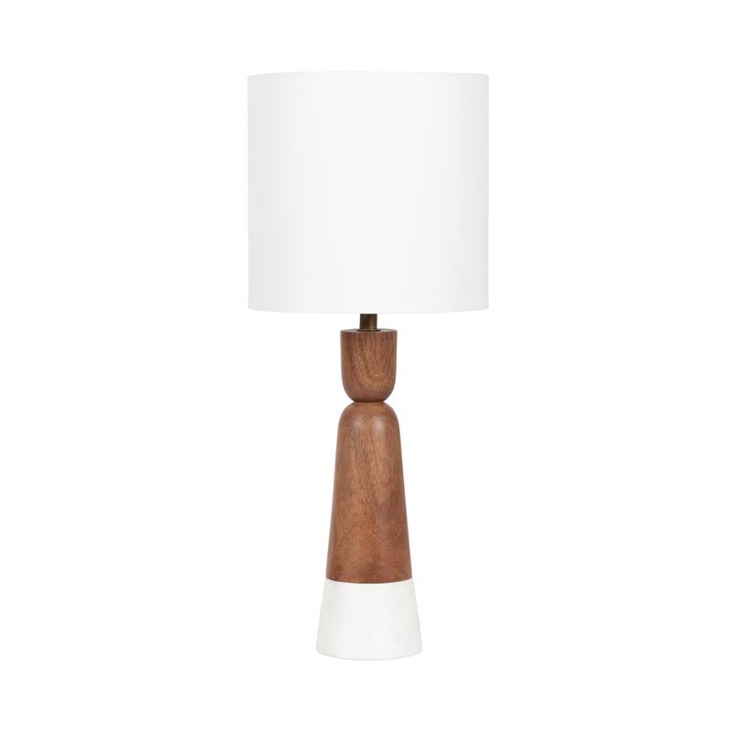 Kate and Laurel Deori Table Lamp - 8x8x20 - White/Brown