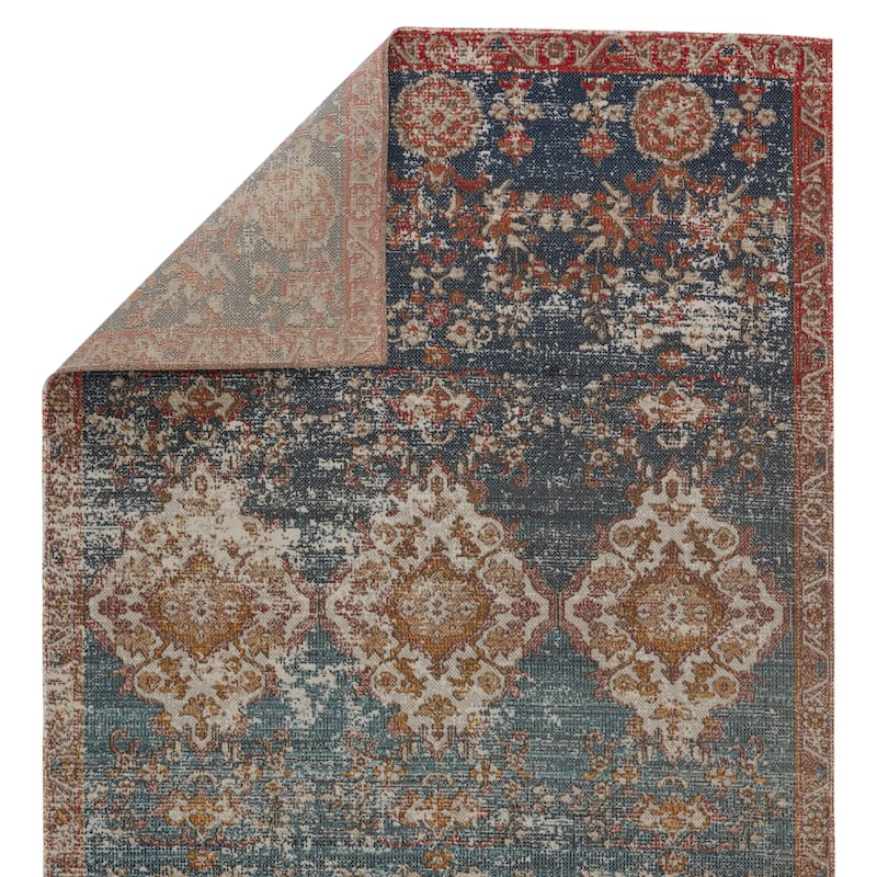 Francisco Indoor/ Outdoor Medallion Blue/ Red Area Rug