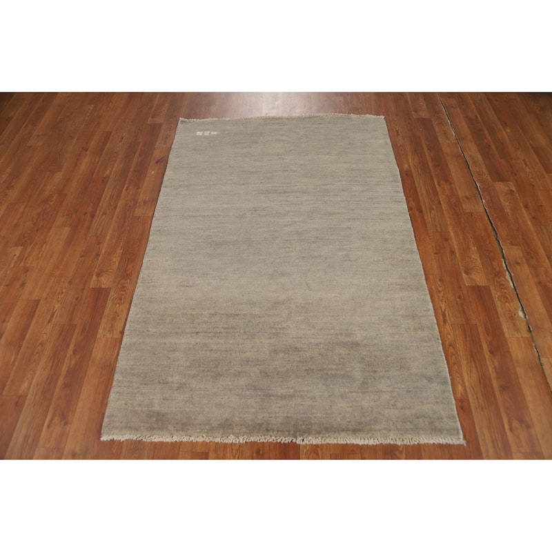 Modern Stripe Gabbeh Oriental Rug Handmade Wool Carpet - 3'4" x 4'10"