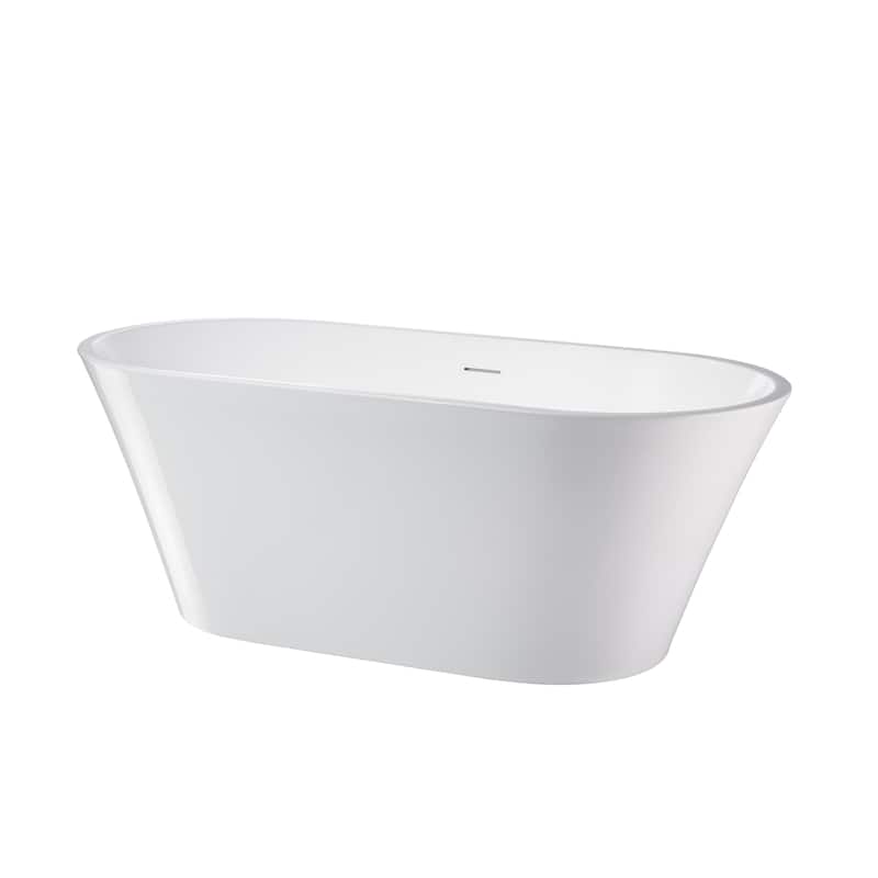 Vanity Art 62" Acrylic Freestanding Bathtub Stand Alone Soaking Tub with Pop-up Drain