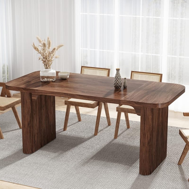 62-Inch Wood Dining Table for 4-6 People Modern Rectangular Kitchen Table for Dining Room Living Room