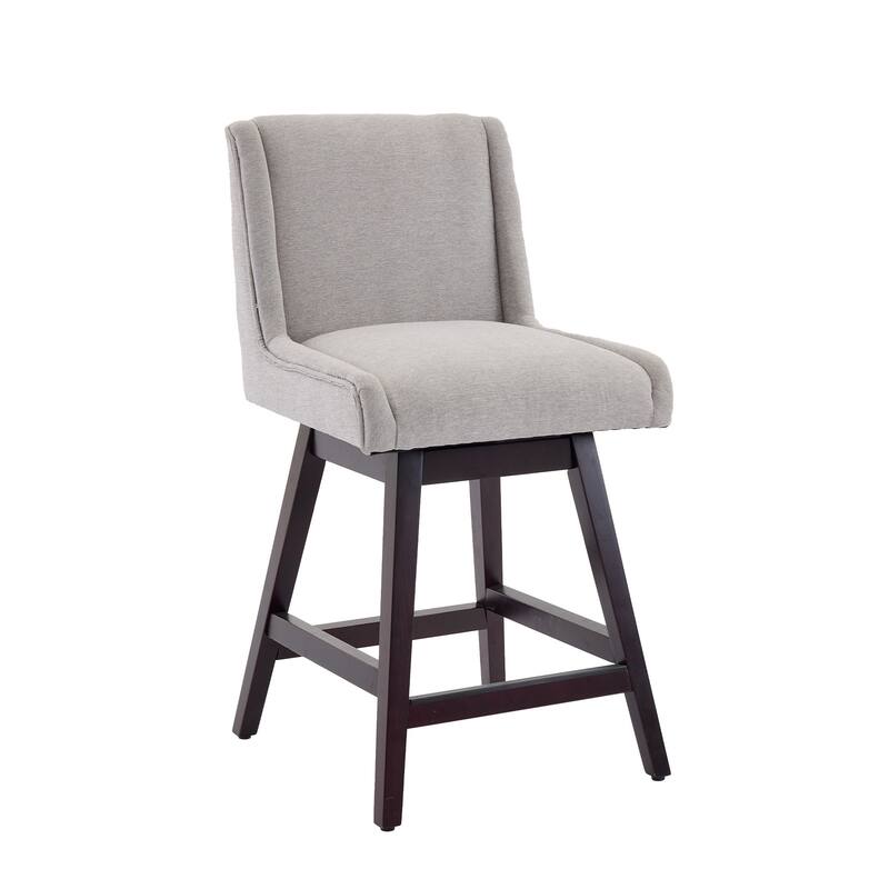 2-Pack Swivel Bar Stools - 360° Rotating Solid Wood and Fabric Stools with Comfortable Cushion