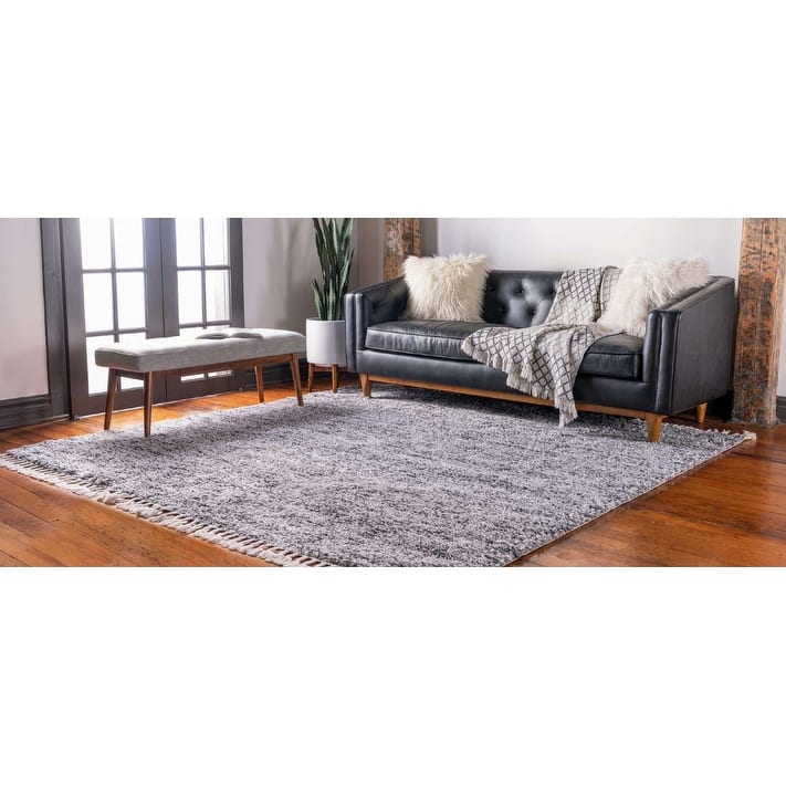 Shag Brico Collection Area Rug - 8' Square - Gray
