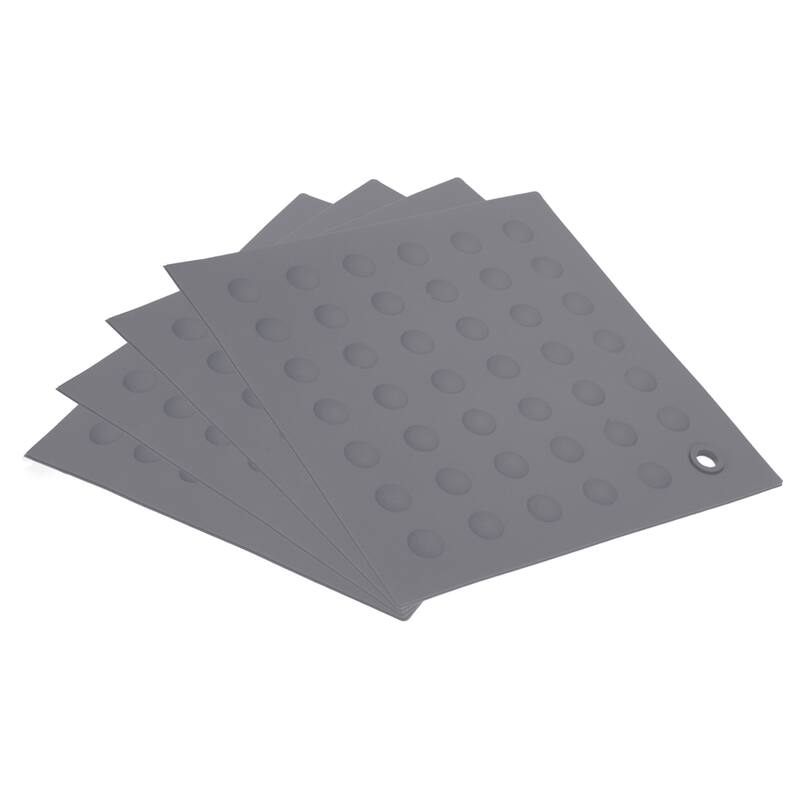 4pcs Silicone Pot Holder Trivet Mat Hot Pads Non-Slip Heat Resistant - Dark Grey