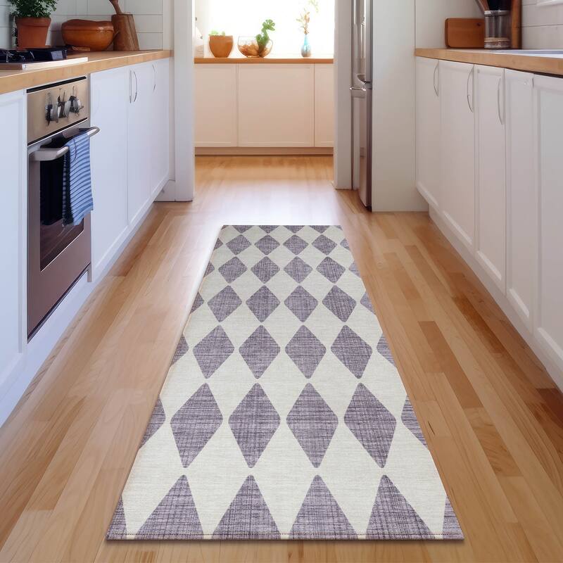Premium Washable Super Soft Modern Diamond Mayfield Rug - Purple - 2' 3" x 7' 6" - Runner