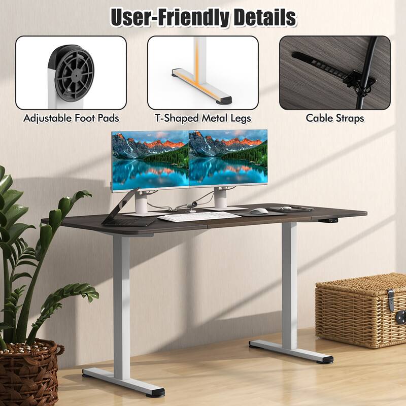 Gymax 55'' Electric Standing Desk Height Adjustable Home Office Table
