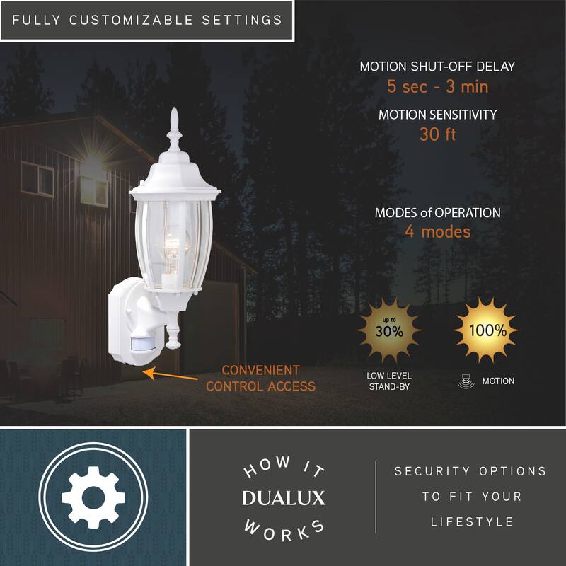Rogers Park Aluminum 6.25-in. W 1 Light Motion Sensor Dusk to Dawn Outdoor Wall Lantern Clear Glass