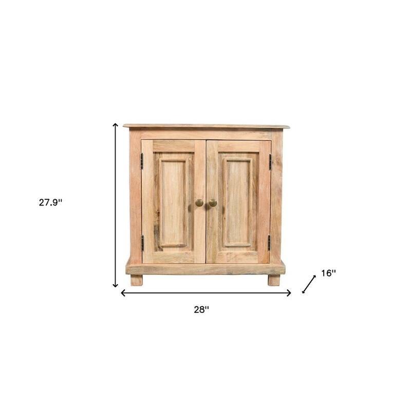 HomeRoots 28" Distressed Natural Solid Wood Nightstand With Storage