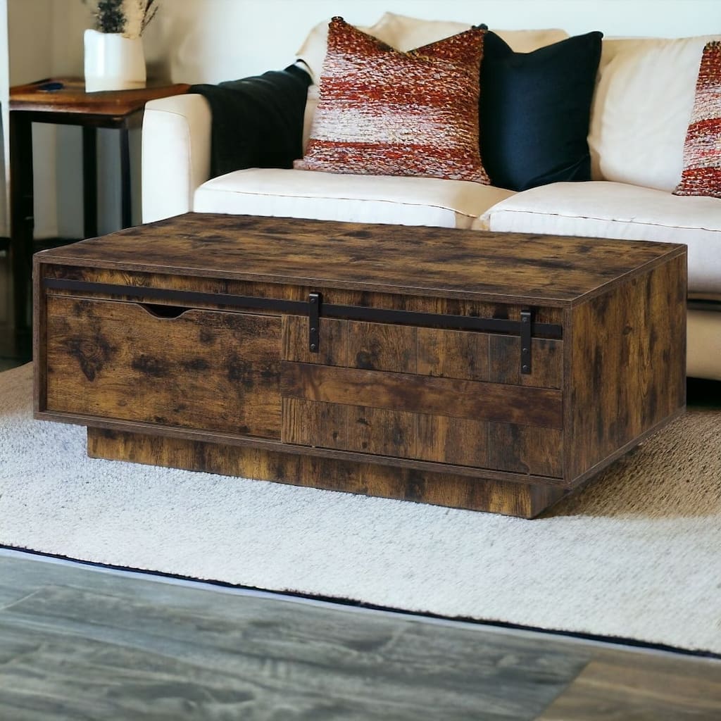 Rectangular Coffee Table with Storage Drawer and Shelf for Living Room - 47” x 23” x 17”