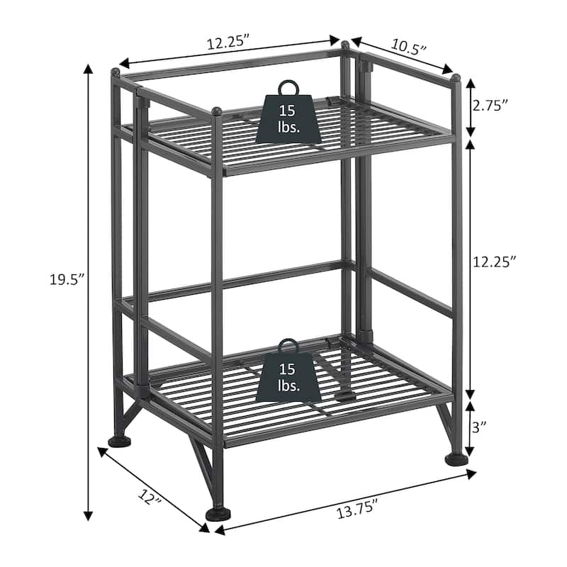 Convenience Concepts Xtra Storage 2 Tier Folding Metal Shelf