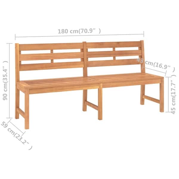 vidaXL Patio Bench 70.9" Solid Teak Wood - 70.9" x 23.2" x 35.4"