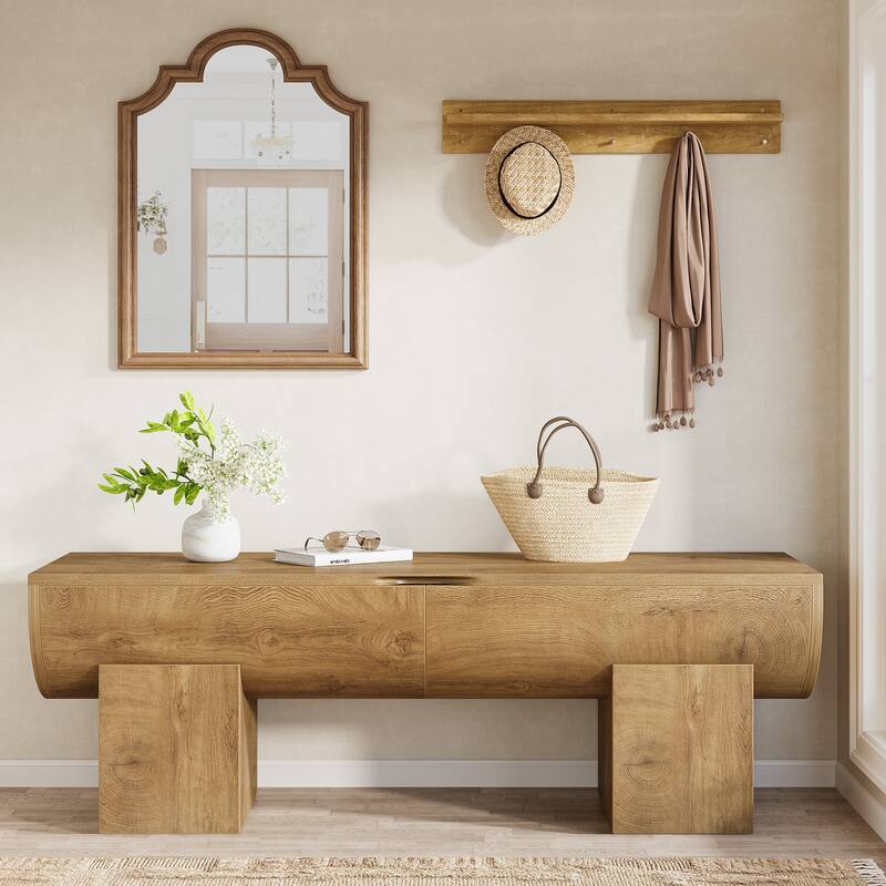 55" Farmhouse Shoe Bench with Flip-Top Storage