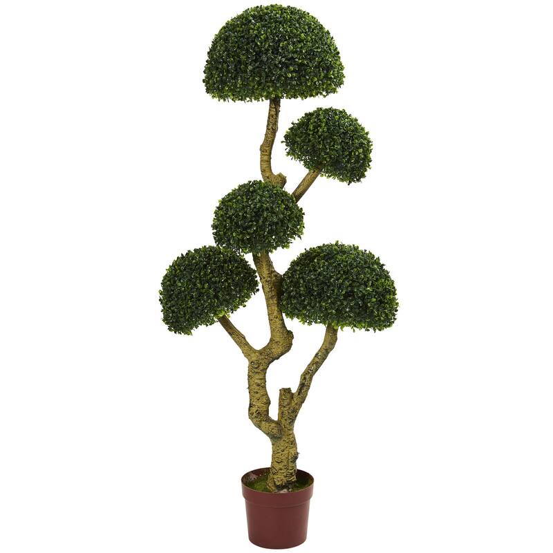 5ft Artificial Topiary Tree - 5 Head Nordic Haven Indoor Outdoor Decor - Green - 51-60 Inches