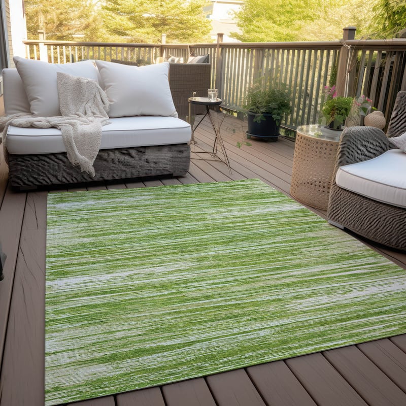 Machine Washable Indoor/ Outdoor Chantille Abstract Stripe Rug